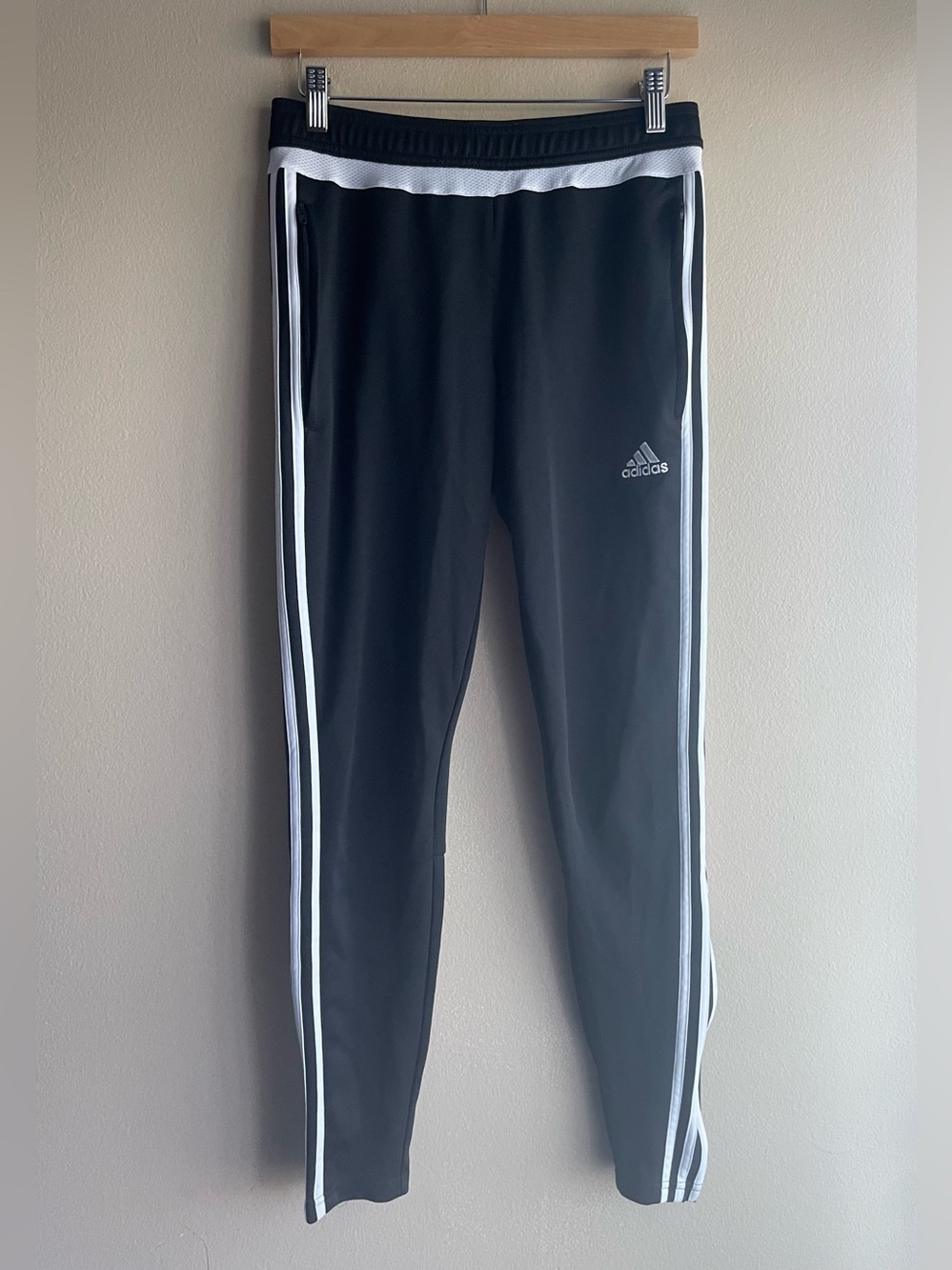 Adidas climacool Women Black Track Pants S Drawstring Zip Pocket Zipper